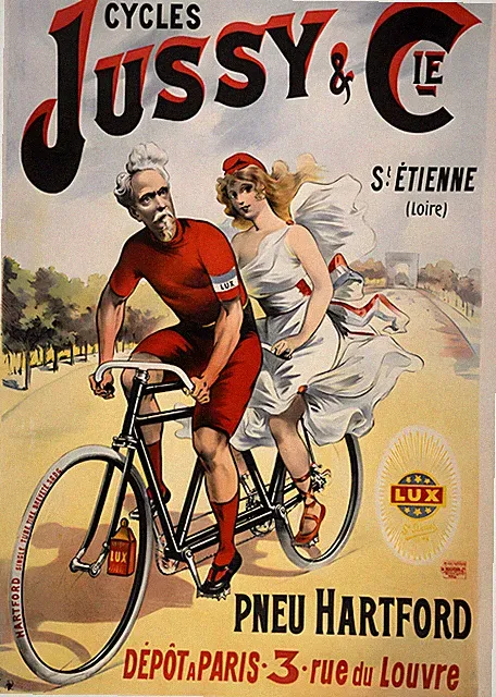 16313.Wall Decor Poster.Interior Art.Cycles Jussy & Cie French Tandem Bicycle Ad