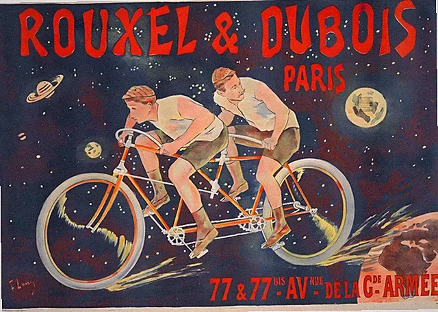 16540.Wall Decor Poster.Interior Art.Rouxel Dubois Tandem Bicycle French Ad