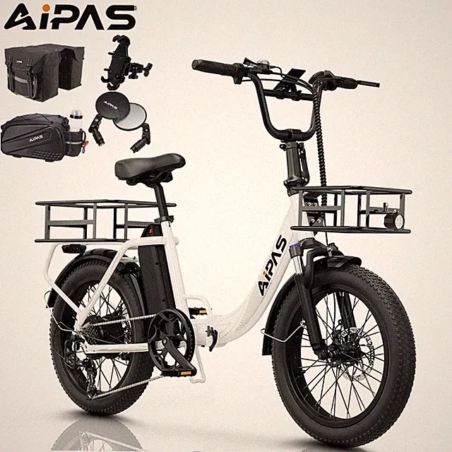 20" E-Folding Bike 10.00W Motor City bike Fat Tire 48V 12.8Ah for Adults Bicycle