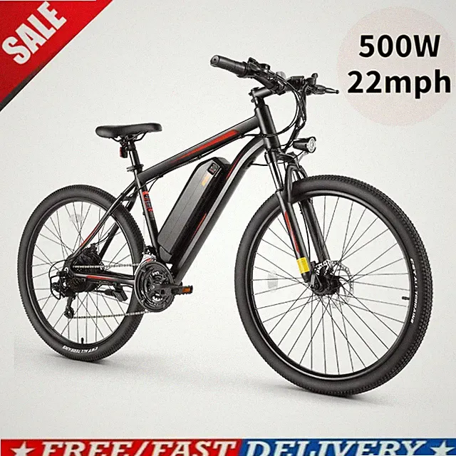 21-Speed Adult Electric Hybrid Bike, 22mph City Mountain Electric Bike for City