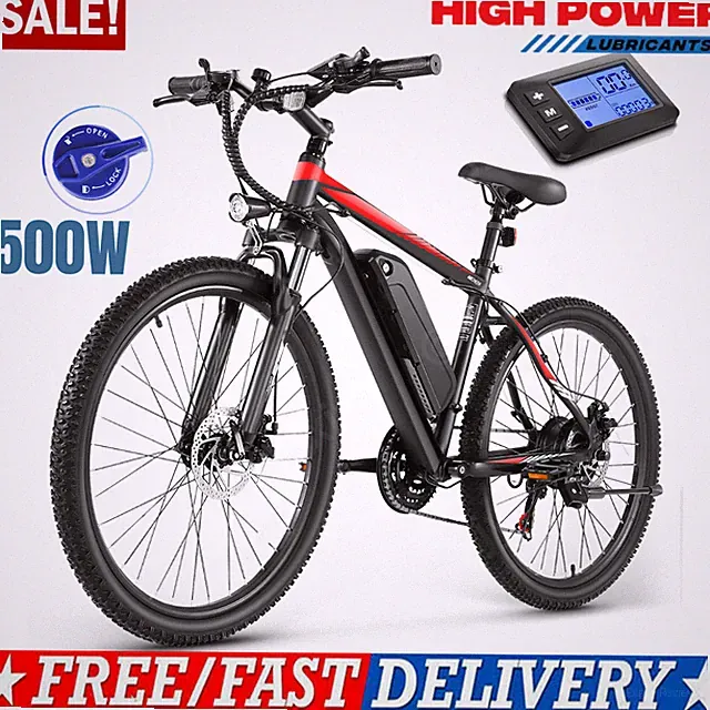 21-Speed Adult Electric Hybrid Bike, 22mph City Mountain Electric Bike Good Gift