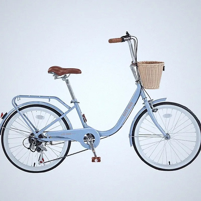 22 Inch Girls Bicycle 7 Speed City Bike With Basket,Steel Frame,Multiple Colors