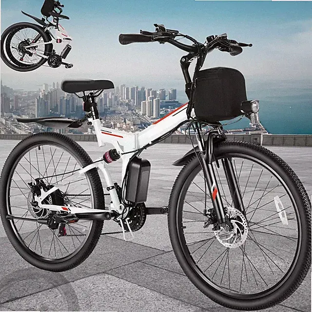 26" Folding Electric Bike Mountain Bicycle City Commuting Ebike 21-Speed 22MPH