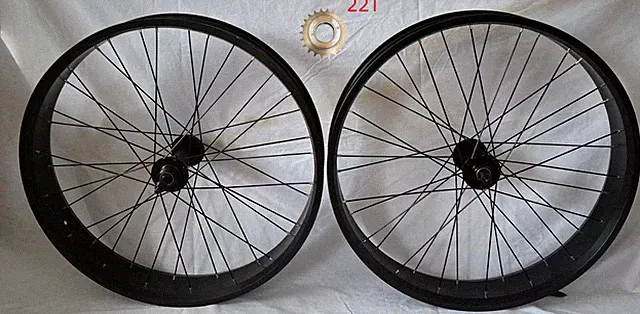 26" x4" Fat Tire Rimset Heavy Duty 12G Spokes BIKE Wheelset & 22T Bike Flywheel