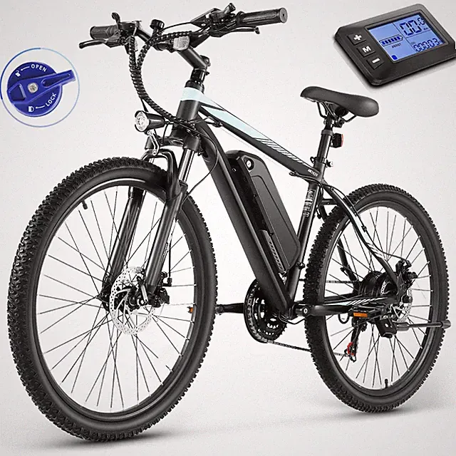 500W City Mountain Bike 26in Electric Hybrid Bike 21-Speed 22MPH w/LCD Display~