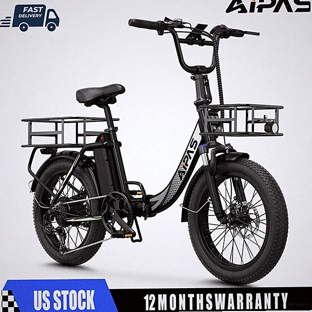 Aipas A4 Plus 20" Fat Tire Folding Ebike 1000W 7-Speed Electric Bicycle 28MPH