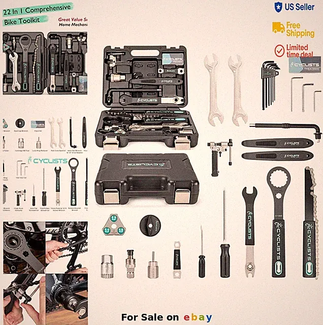 Bike Tool Kit 22 Piece Set with Storage Case for Road and Mountain Bicycle