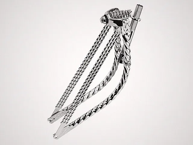 Classic 26” Lowrider Triple Square Twisted Square Springer Fork Bent 1” Chrome.
