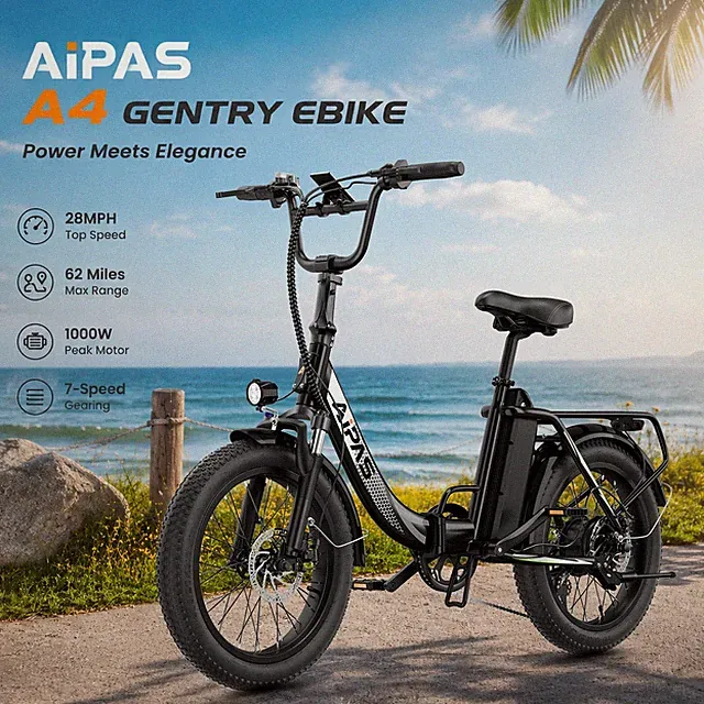 Electric Bikes for Adults 1000W 28MPH 62Miles Mountain 20" Fat Tire E-bike