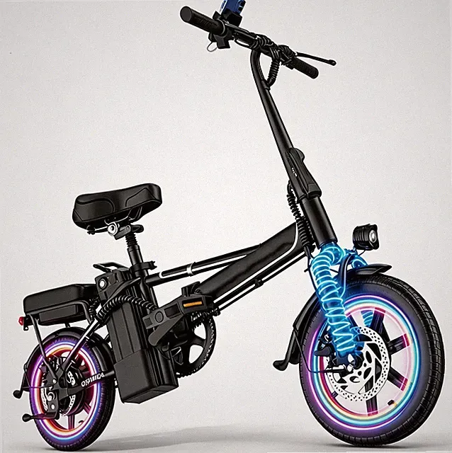 Peak 750W Foldable Electric Bike Adults 14" Ebike 48V 22MPH 30Miles E Bicycle US