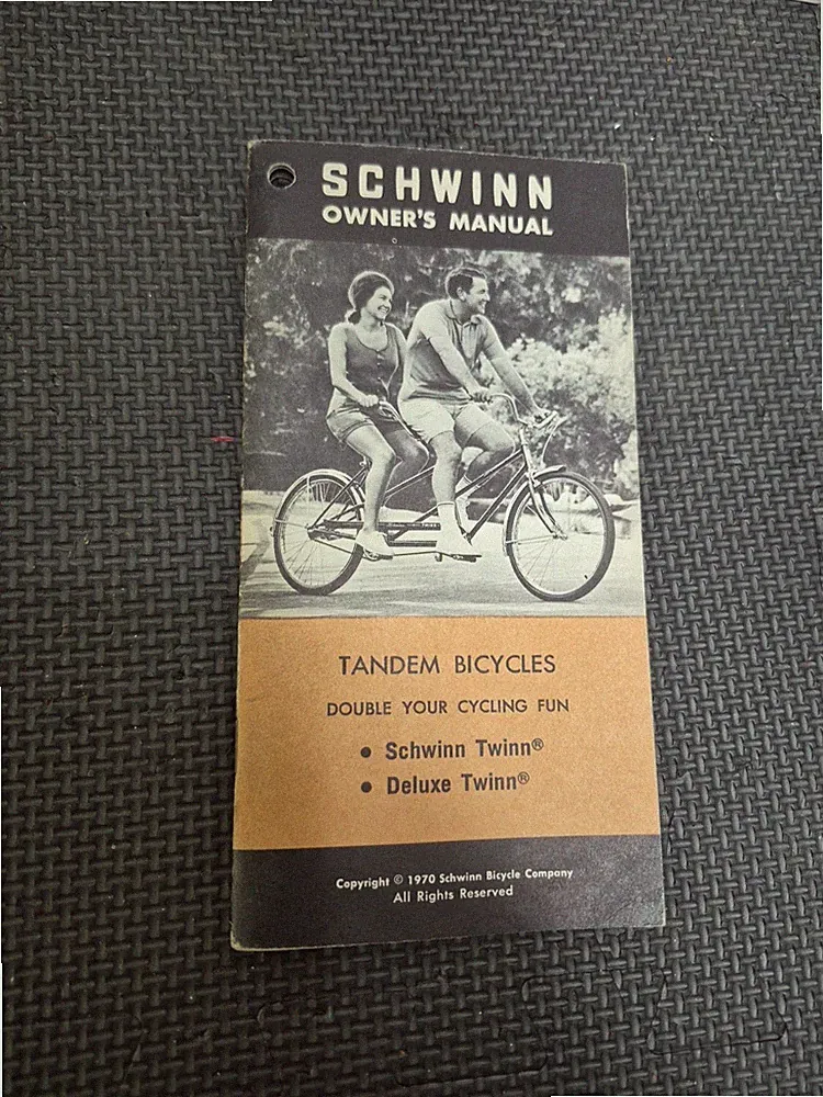 Vintage Original 1970 Schwinn Tandem Deluxe Twinn Bicycle 22 Page Owners Manual