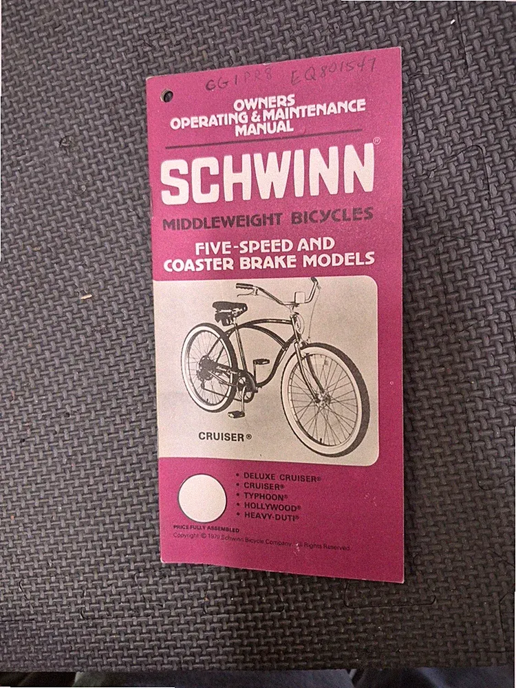 Vintage Original 1979 Schwinn Hollywood Cruiser Bicycle 22 Page Owners Manual S7